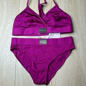 Purple savage fenty bralette bra high waisted panty underwear sporty stretch
